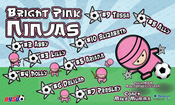 Pink ninjas soccer team banner