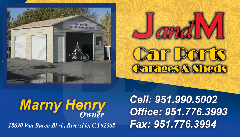 J & M Carport Business card