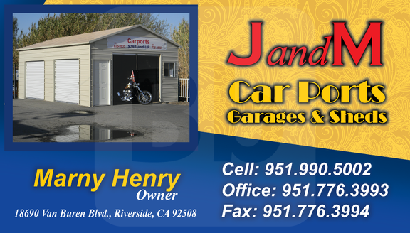 J & M Carport Business card