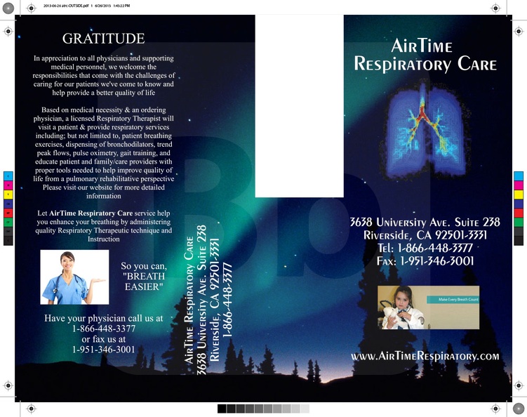 AirTime Respiratory care Tri-fold Flyer Front