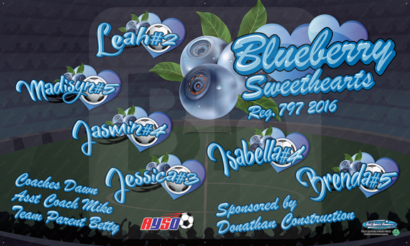 Blueberry Sweethearts soccer team banner