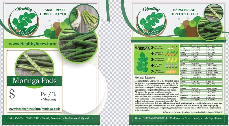 Healthy Acres Moringa Pods Flyer