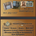 Inland Wrought Iron Business cards
