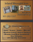 Inland Wrought Iron Business cards