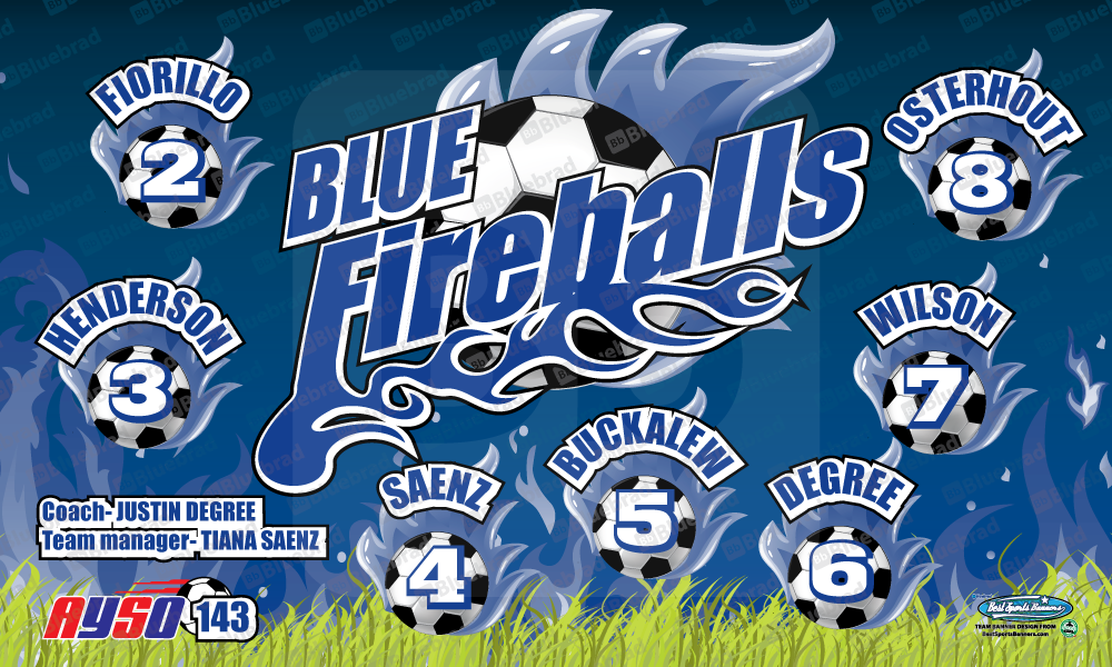 Blue Fireballs Soccer Team Banner