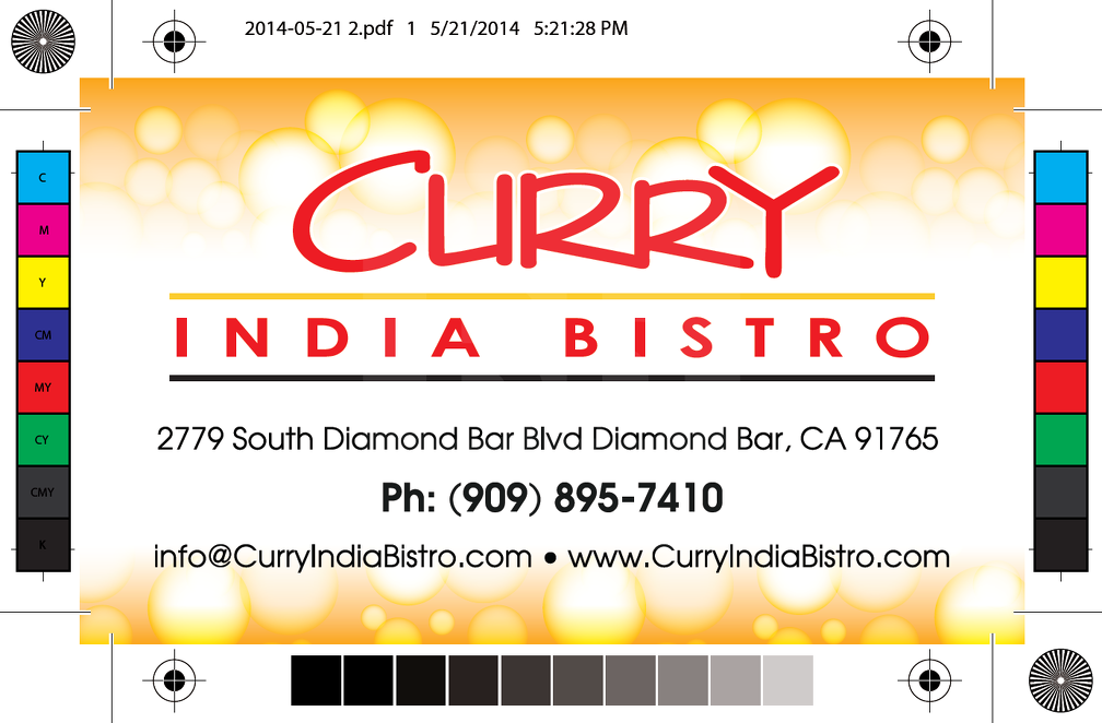 Curry India Bistro Business card contact