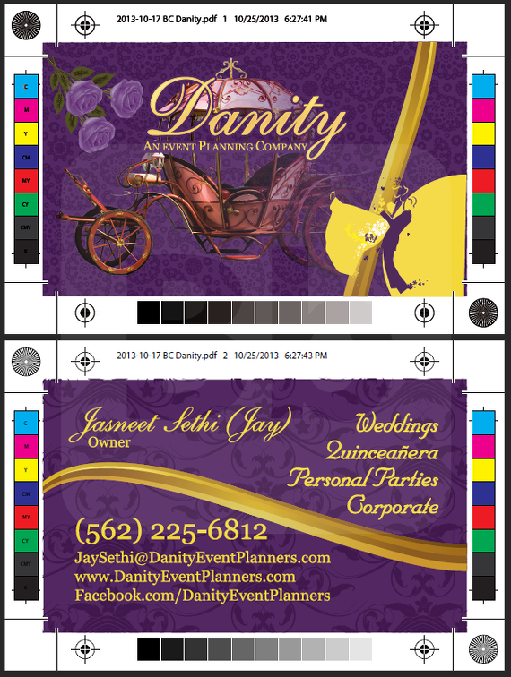 Danity Event Planning Business cards