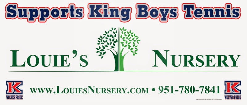 Louies Nursery Sponsor Banner for MLKHS Boys Tennis
