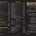 Koyola Indian food to go menu outside