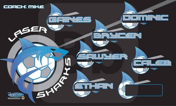 Laser Sharks soccer team abnner