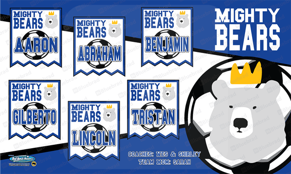 Mighty Bears Soccer Team Banner CUTOUT DESIGN