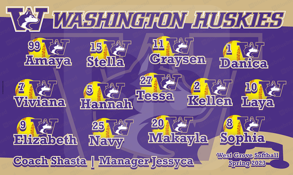 Washington Huskies Softball Team Banner