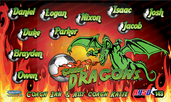 Green Dragons Soccer Team Banner