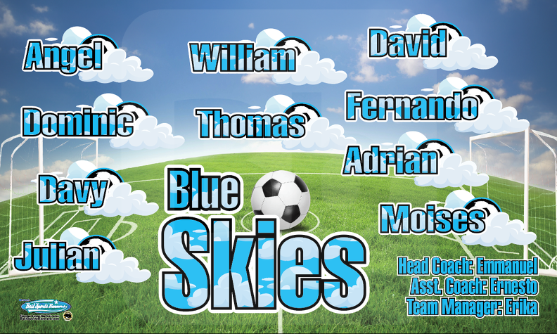 Blue Skies Soccer Team Banner