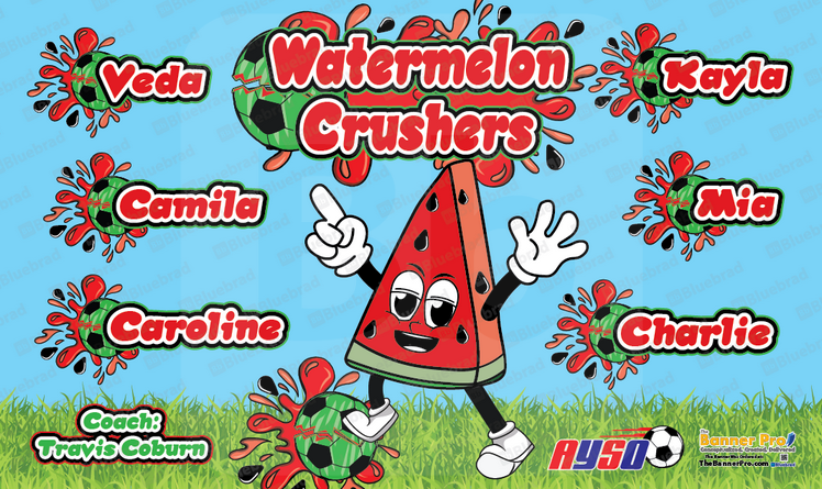 Watermelon Crushers soccer team banner